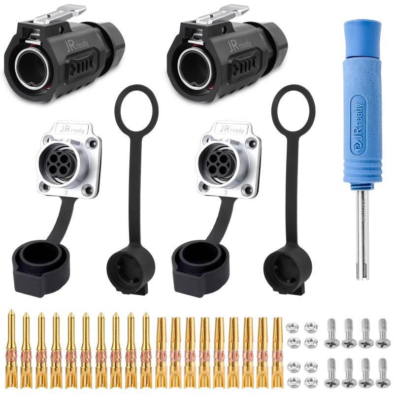 JRready JRSSWCONN CP20 4 Polig Industrieller Wasserdichter Steckverbinder 2 Satz IP68 Rundsteckverbinder Wasserdichte Lötbare mit Panel Flanschbuchse Schnellsteckbarer Stecker und Removal Tool von JRready