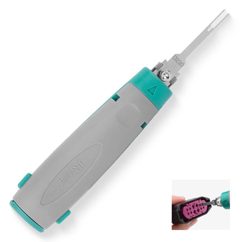 JRready JRconDRK-D230 Entriegelungswerkzeug Neues Upgrade Auspinwerkzeug Mit Schutzhülle Für TE Micro Timer Serie, TAB 1.6, AMP MCP 1.5K, FEP 1.5, Delphi DSQ 1.5, Bosch 0.6 Serie Terminal von JRready