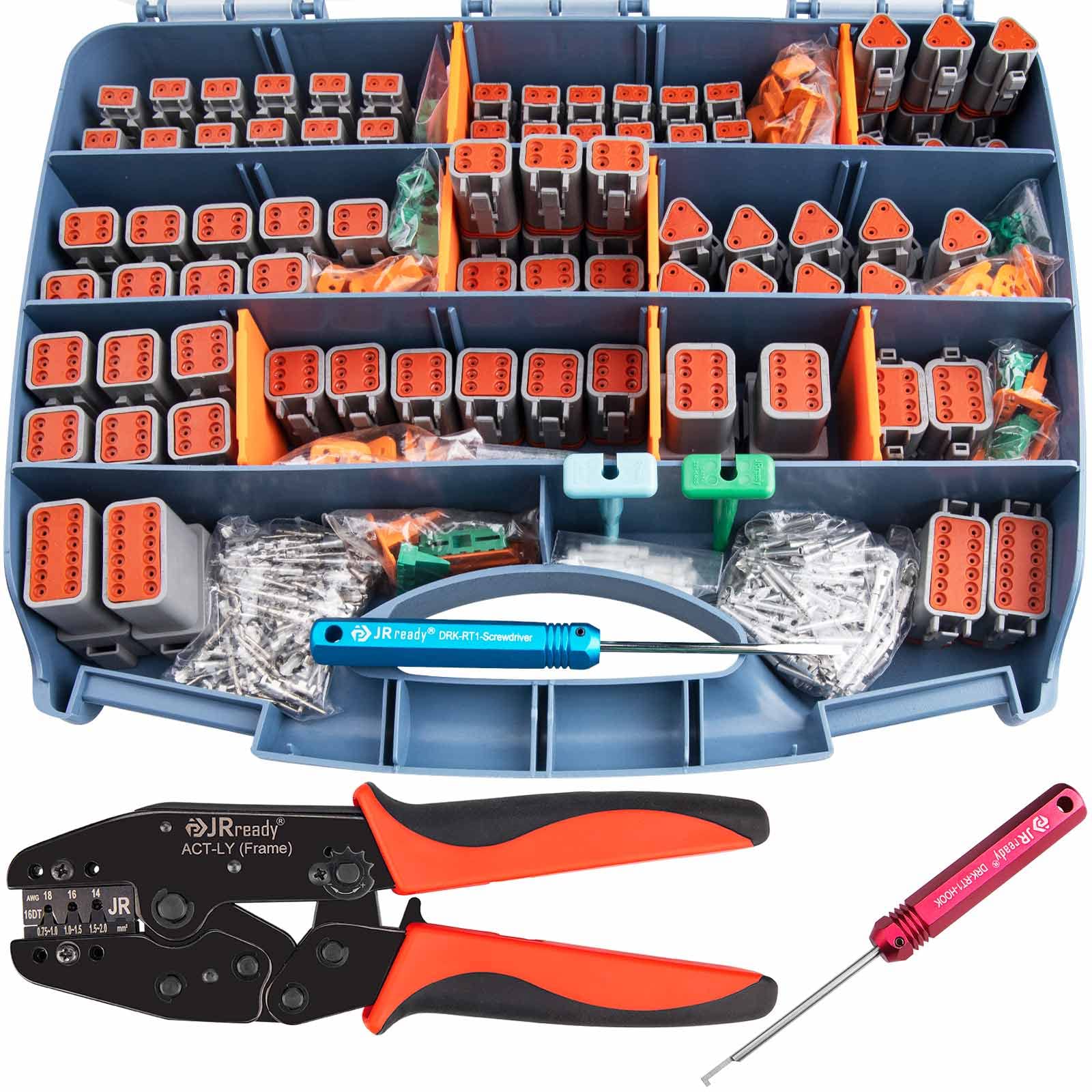 JRready ST6303 Deutsch DT-Stecker-Set 520-teilig mit Crimper ACT-LY-16DT, 2-polige Anschlüsse, 3 4 6 8 12-polig mit Größe 16 geprägten Kontakten, Automobilstecker mit Demontagewerkzeug JRready ST6303 Deutsch DT-Stecker-Set 520-teilig mit Crimper ACT-LY-16DT, 2-polige Anschlüsse, 3 4 6 8 12-polig mit Größe 16 geprägten Kontakten, Automobilstecker mit Demontagewerkzeug von JRready