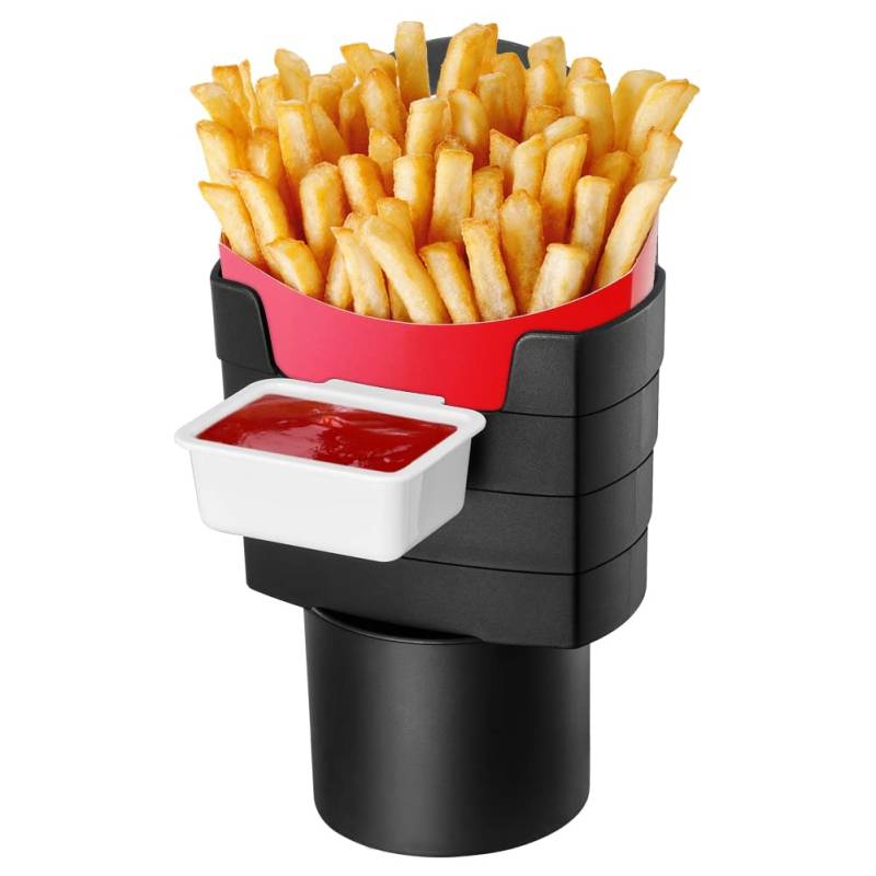 JSCARLIFE Pommes-Frites-Halter, Mehrzweck-Auto-Saucen-Halter, Pommes-Frites-Halter, universeller Getränkehalter, Fast-Food-Halter, Kunststoff-Handyhalterung für Pommes Frites, Saucenliebhaber und von JSCARLIFE