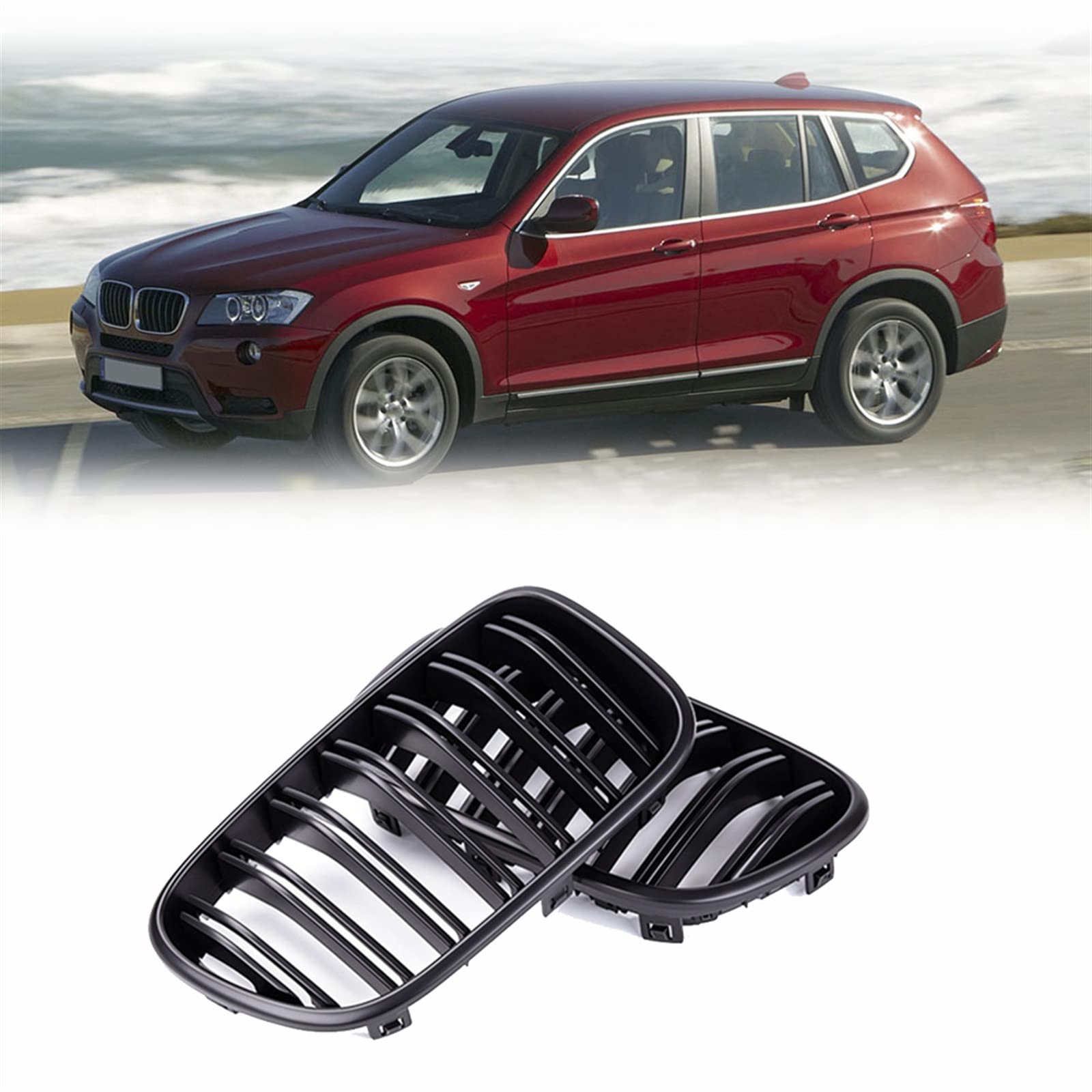 JSDHFQ Car Styling Doppellamellengrill für F25 X3 2010-2013 Golss Black Car Front Kidney Grille Racing Grills Autozubehör JSDHFQ Car Styling Doppellamellengrill für F25 X3 2010-2013 Golss Black Car Front Kidney Grille Racing Grills Autozubehör von JSDHFQ