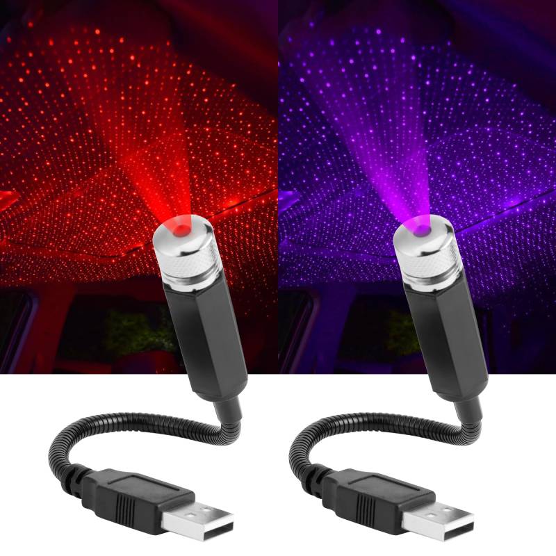 JSMTKJ 2 Stücke LED Auto Decke Starlight, USB Autodach Atmosphäre Sternenhimmel Lampe, Mini Innen Lampe für Auto Decke, Schlafzimmer, Party Deko von JSMTKJ