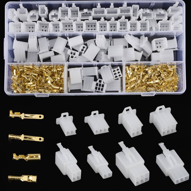 480 Stk Kabel Steckverbinder 2 3 4 6 Polig Flachsteckhülsen 2,8mm Pitch Männlich Weiblich Stecker Gehäuse Pin Header Crimp Kabel Steckverbinder Kabelschuhe für Kfz Auto Motorrad von JSMTKJ