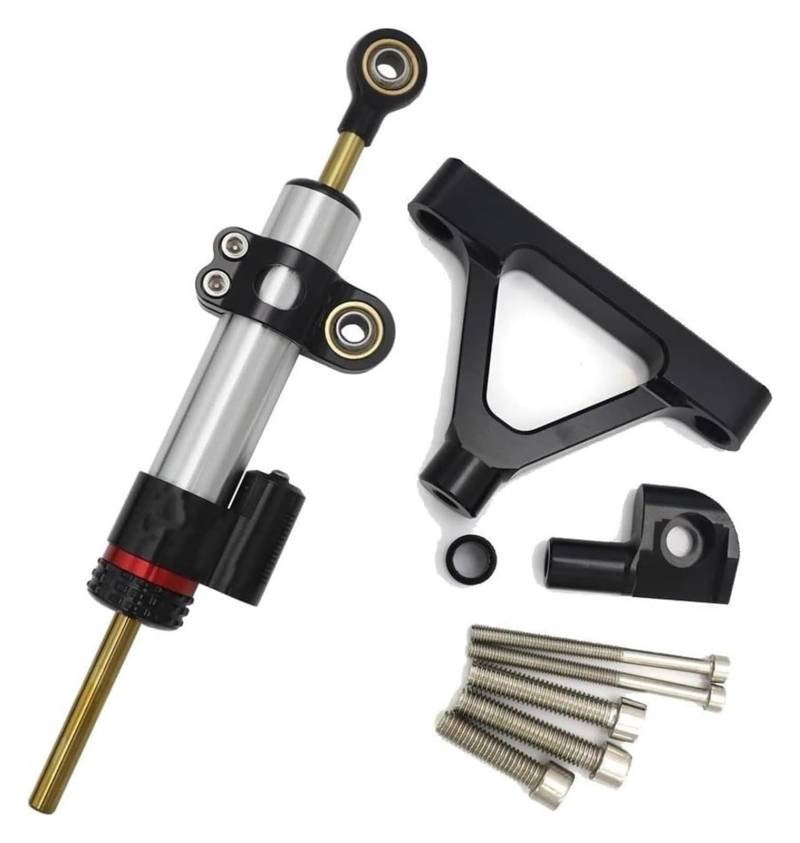 Einstellbarer Lenkungsdämpfer Für Kawa&saki ZX6R ZX-6R 2007 2008 Motorrad-Lenkungsdämpfer-Stabilisator-Lenkhalterungs-Adapter-Kit(105) von JSRVQKMS
