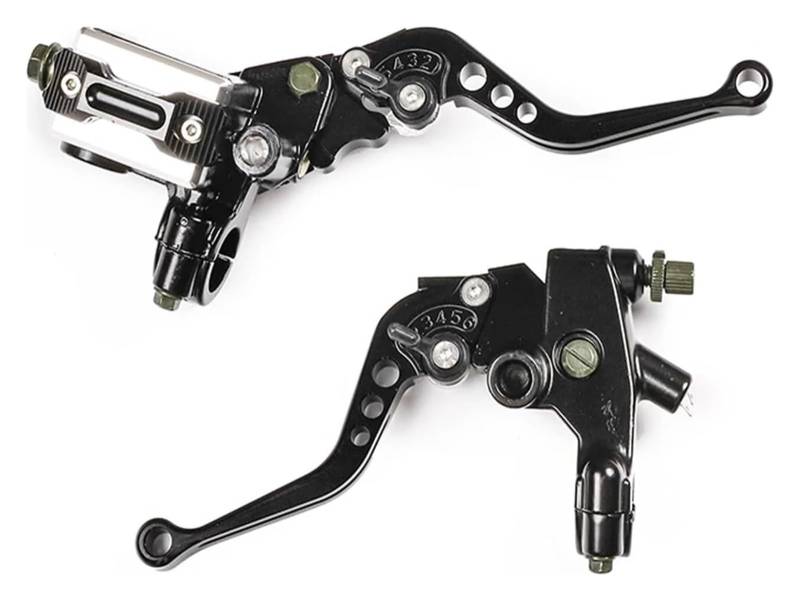 Motorrad Bremse Kupplungshebel Für Ya&maha Universal Motorrad 7/8" 22mm CNC Bremse Kupplung Pumpenstange Hydraulischer Hauptzylinder 12,7mm Pist(Black 1set) von JSRVQKMS