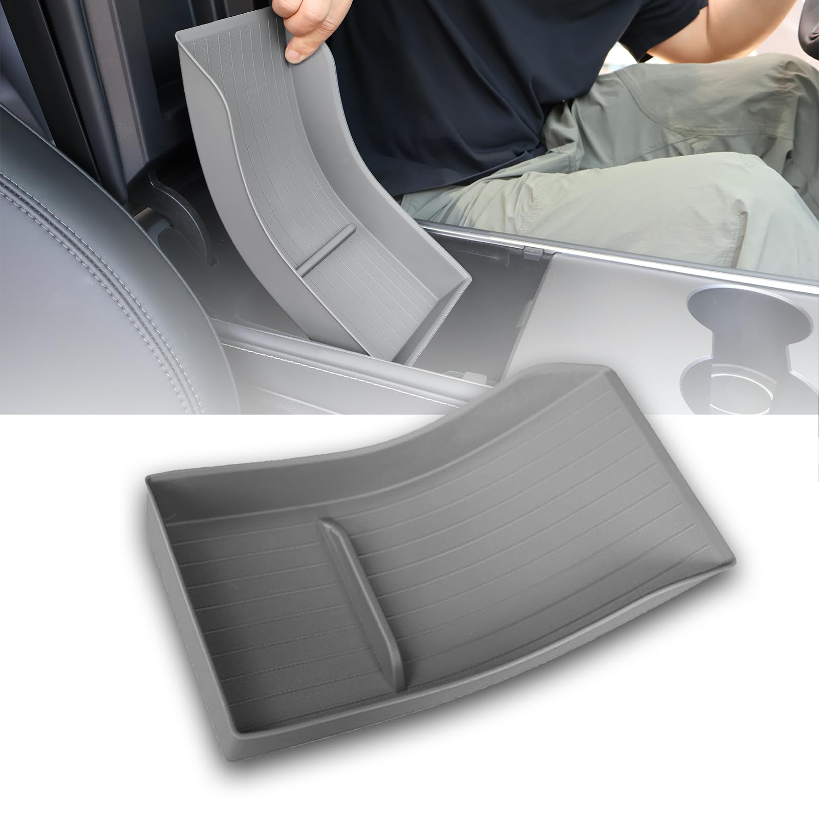 JSUDQR Armlehne Versteckte Aufbewahrungsbox für Tesla Model Y 2019-2024 TPE Zubehör Mittelkonsolen Organizer für Tesla Model JSUDQR Armlehne Versteckte Aufbewahrungsbox für Tesla Model Y 2019-2024 TPE Zubehör Mittelkonsolen Organizer für Tesla Model von JSUDQR
