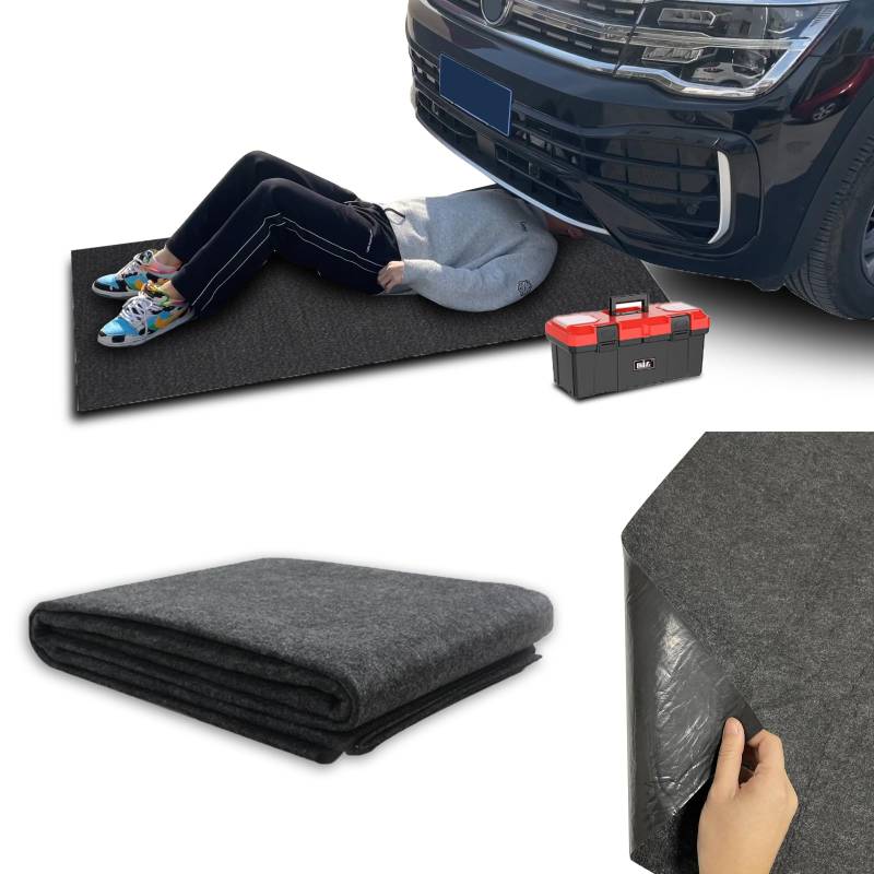 JSUDQR Ölspritzmatte Öl Auffangmatte 150x90cm Schwarz Garage Ölmatte Ölbindematte wasserdichte Rückseite Waschbar rutschfest Ölauffangmatte für Werkstattboden Tesla Model 3/Y von JSUDQR