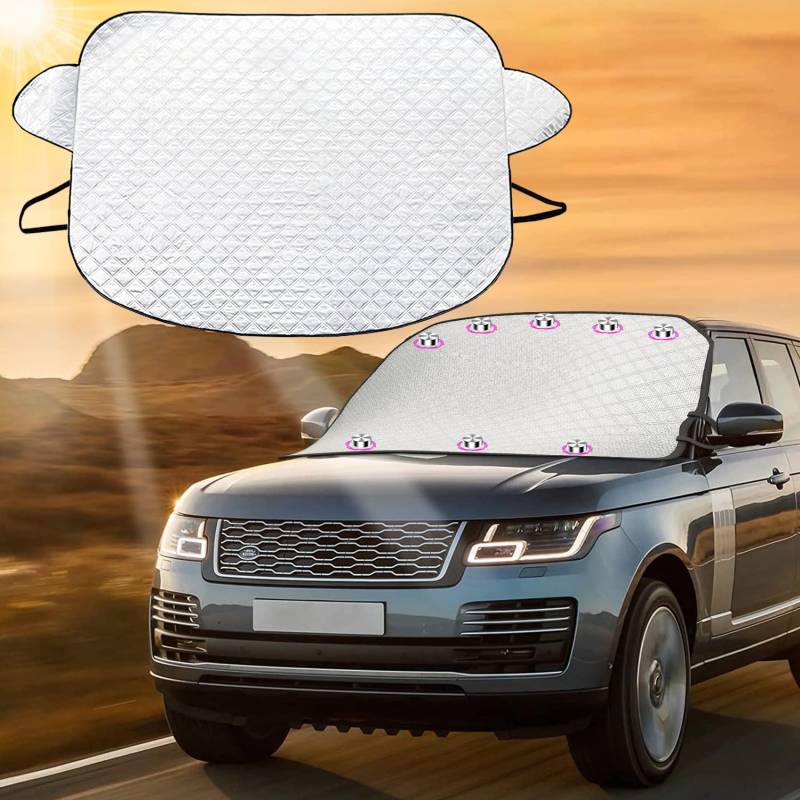 Sonnenschutz Auto Frontscheibe, Frontscheibenabdeckung, 2025 NEU Sonnenschutz für Frontscheiben Ultra-Dick Auto Sonnenblende Faltbare Sonnenabdeckung für die Meisten Autos Blockiert UV Hitzeschutz von JSUEU