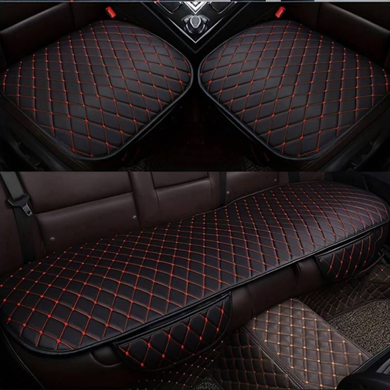 JSYDMA Autositzbezug,kompatibel mit Mercedes-Benz C E GLC GLB A B GLE GLS CLA GLA Klasse W213 W205 X253, 2 Vordersitzbezüge und 1 Rücksitzbezug,2-Black-Red von JSYDMA