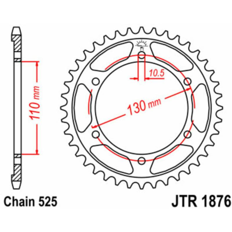 Jt sprockets standard stahlritzel hinten 1876 - 525 für yamaha mt-07, mt-09, mt-10 suzuki gsx-r1000, gsx-r600, gsx-r750 jtr1876.45 von JT SPROCKETS