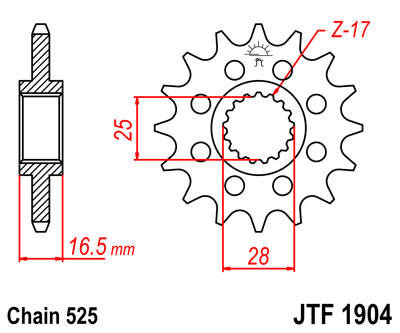 JT SPROCKETS Sprocket Front 16T 525 Ru von JT Sprockets