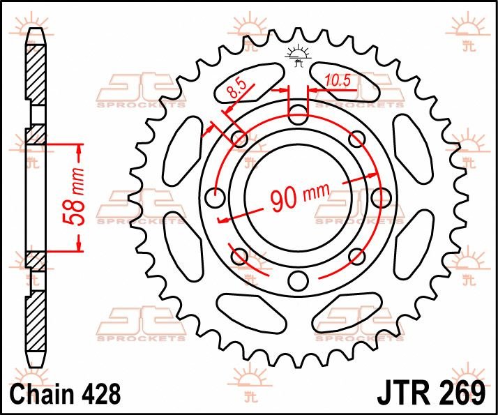 JT SPROCKETS Sprocket Rear 40T 428 von JT Sprockets