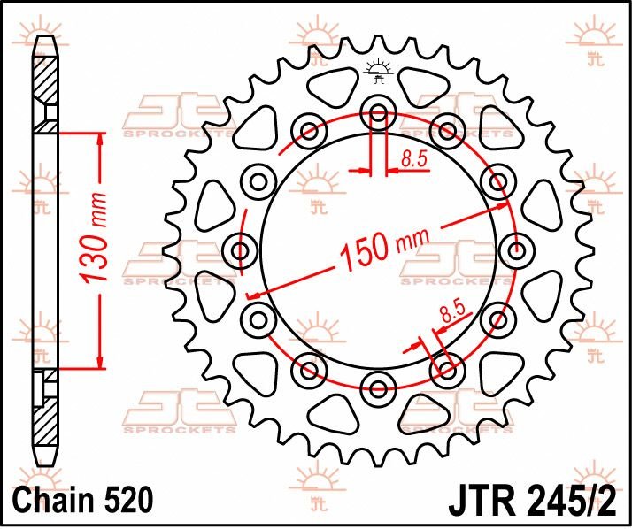 JT SPROCKETS Sprocket Rear 44T 520 von JT Sprockets
