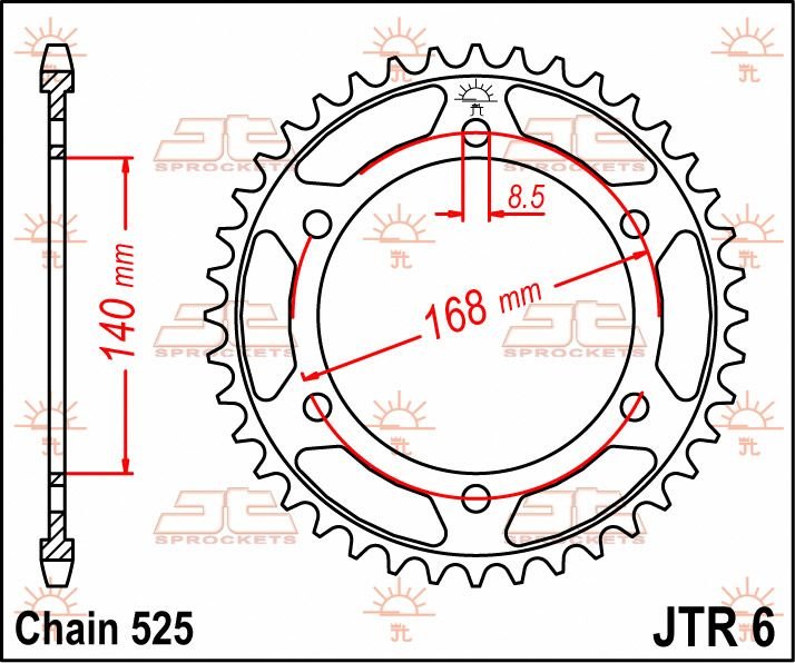 JT SPROCKETS Sprocket Rear 47T 525 von JT Sprockets