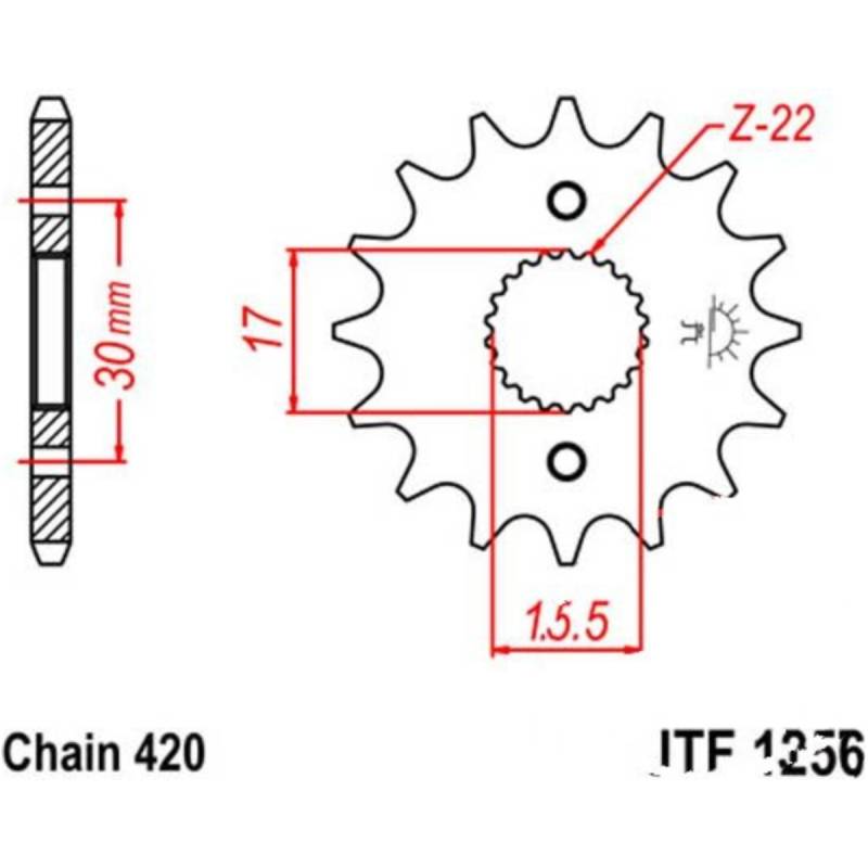 Jt jtf1256.15 zahnrad ritzel 15z teilung 420 f125615 von JT