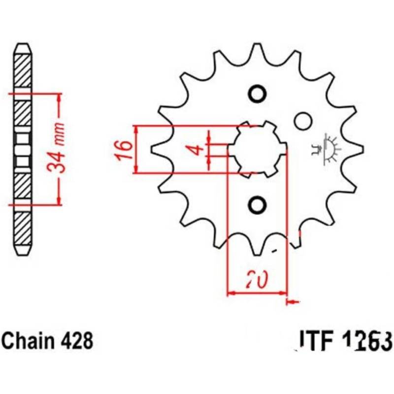 Jt jtf1263.17 zahnrad ritzel 17z teilung 428 f126317 von JT