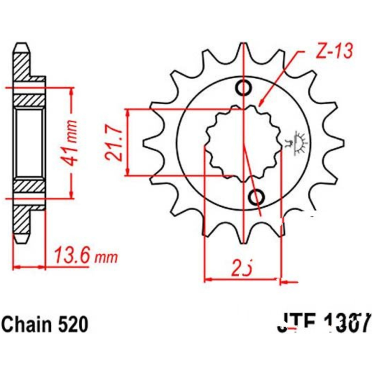 Jt jtf1307.14 zahnrad ritzel 14z teilung 520 f130714 von JT