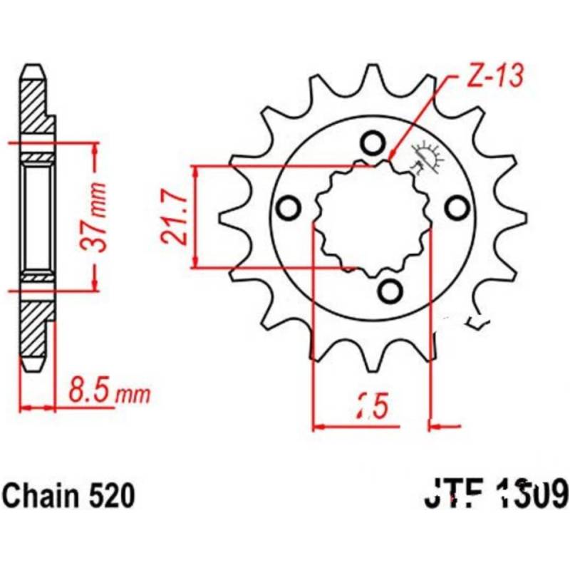 Jt jtf1309.14 zahnrad ritzel 14z teilung 520 f130914 von JT