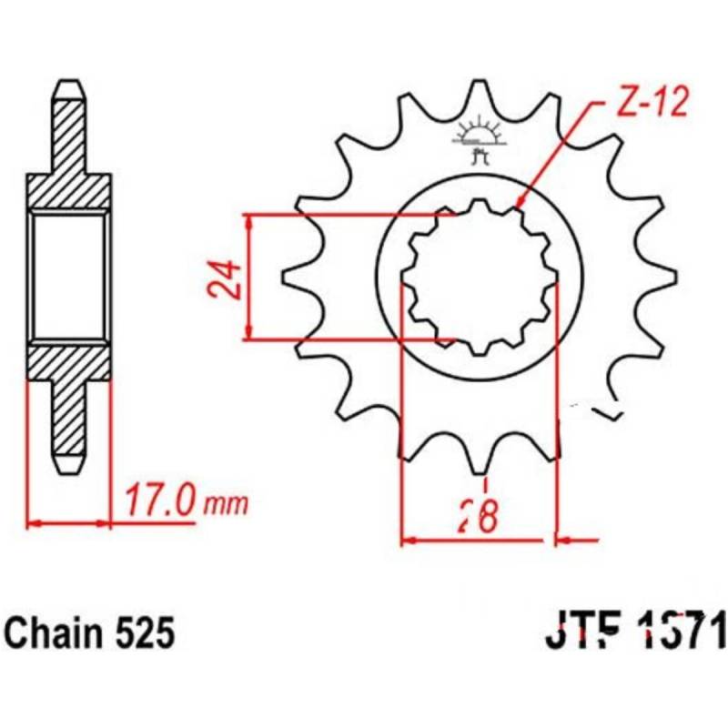 Jt jtf1371.14 zahnrad ritzel 14z teilung 525 f137114 von JT