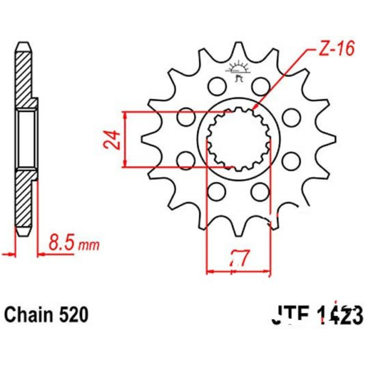Jt jtf1423.16 zahnrad racing-ritzel 16z teilung 520 Jt jtf1423.16 zahnrad racing-ritzel 16z teilung 520 von JT