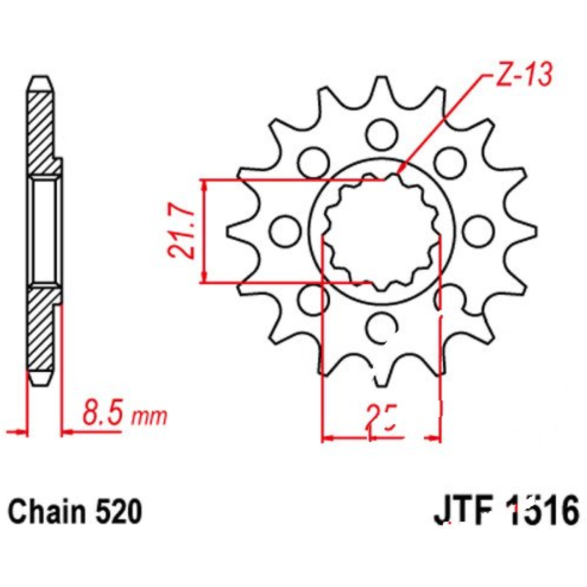 Jt jtf1516.16 zahnrad racing-ritzel 16z teilung 520 f151616 von JT