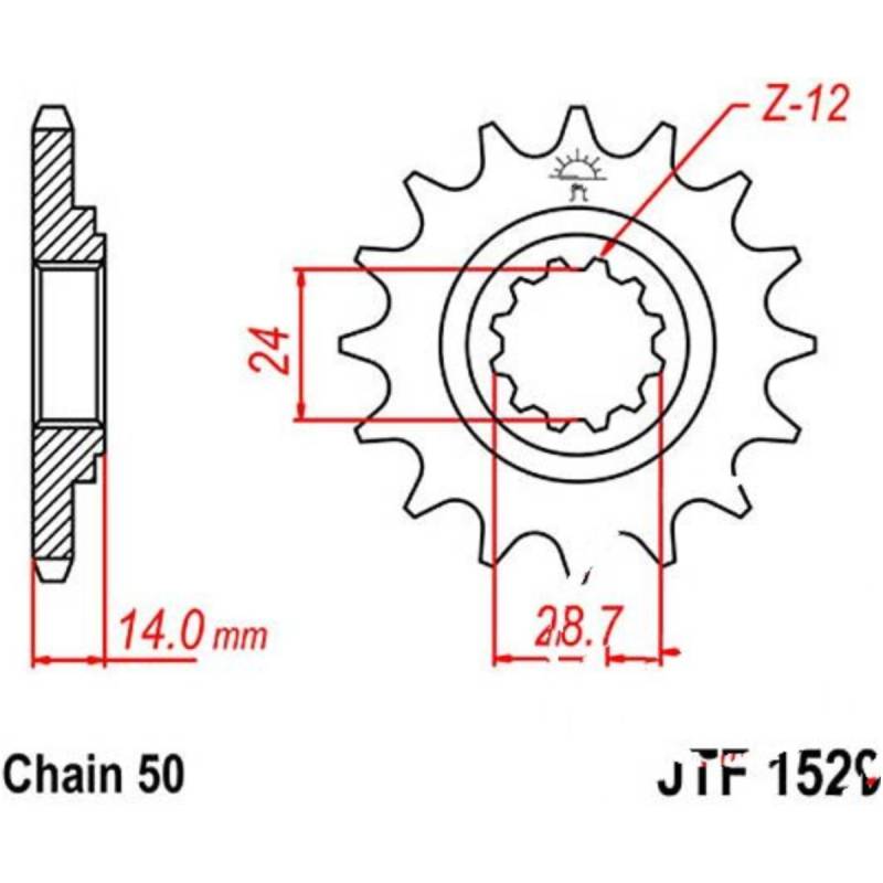 Jt jtf1529.17 zahnrad ritzel 17z teilung 530 f152917 von JT