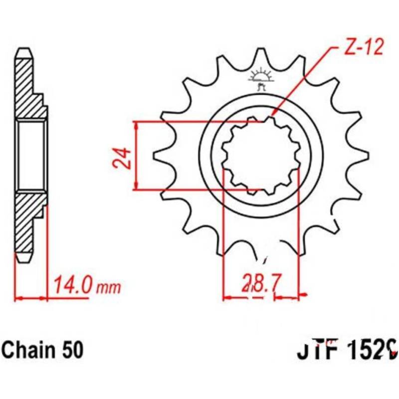 Jt jtf1529.17 zahnrad ritzel 17z teilung 530 f152917 von JT