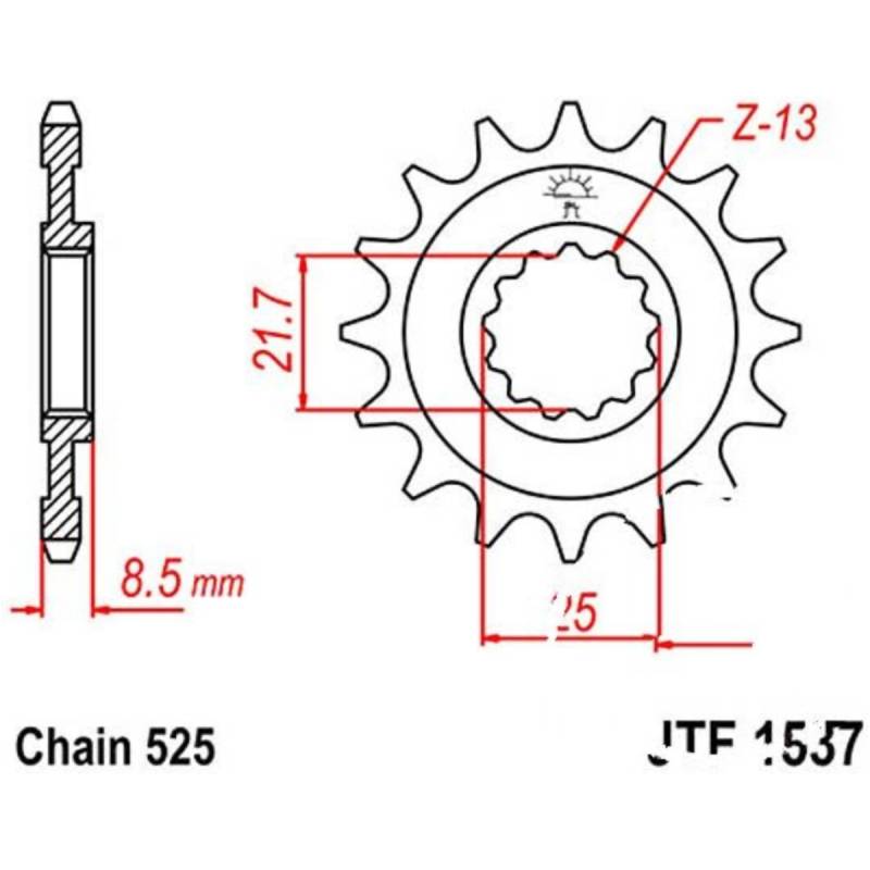 Jt jtf1537.15 zahnrad ritzel 15z teilung 525 f153715 von JT