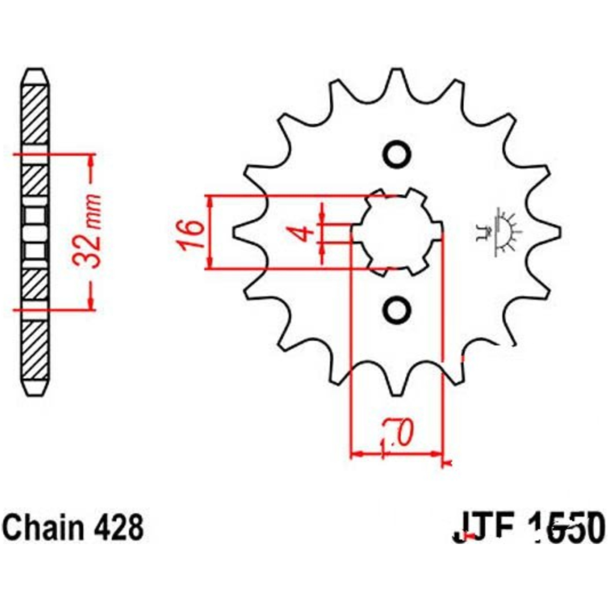 Jt jtf1550.14 zahnrad ritzel 14z teilung 428 von JT