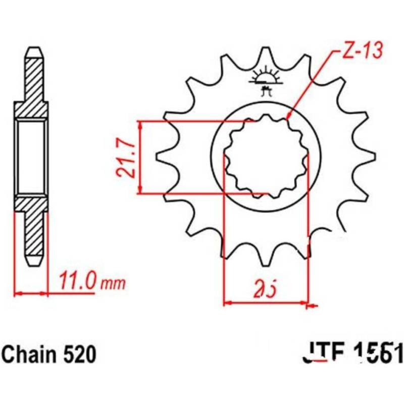 Jt jtf1581.14 zahnrad ritzel 14z teilung 520 f158114 von JT