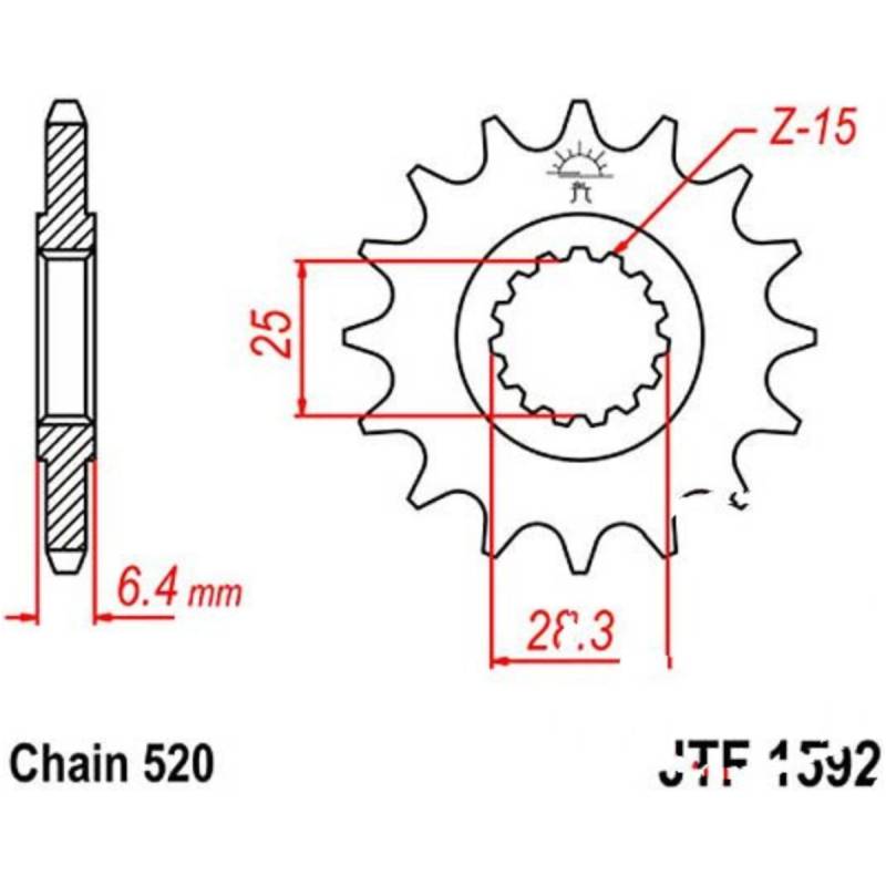 Jt jtf1592.15 zahnrad ritzel 15z teilung 520 f159215 von JT