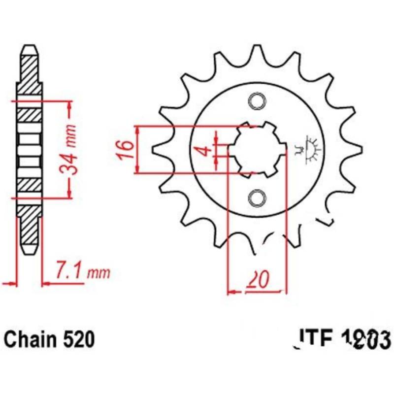 Jt jtf1903.14 zahnrad ritzel 14z teilung 520 f190314 von JT