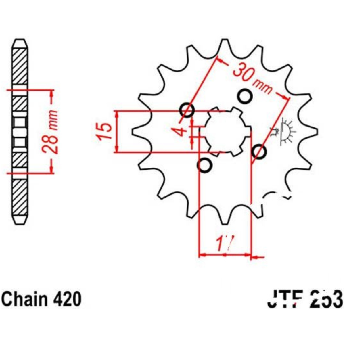 Jt jtf253.15 zahnrad ritzel 15z teilung 420 f25315 von JT