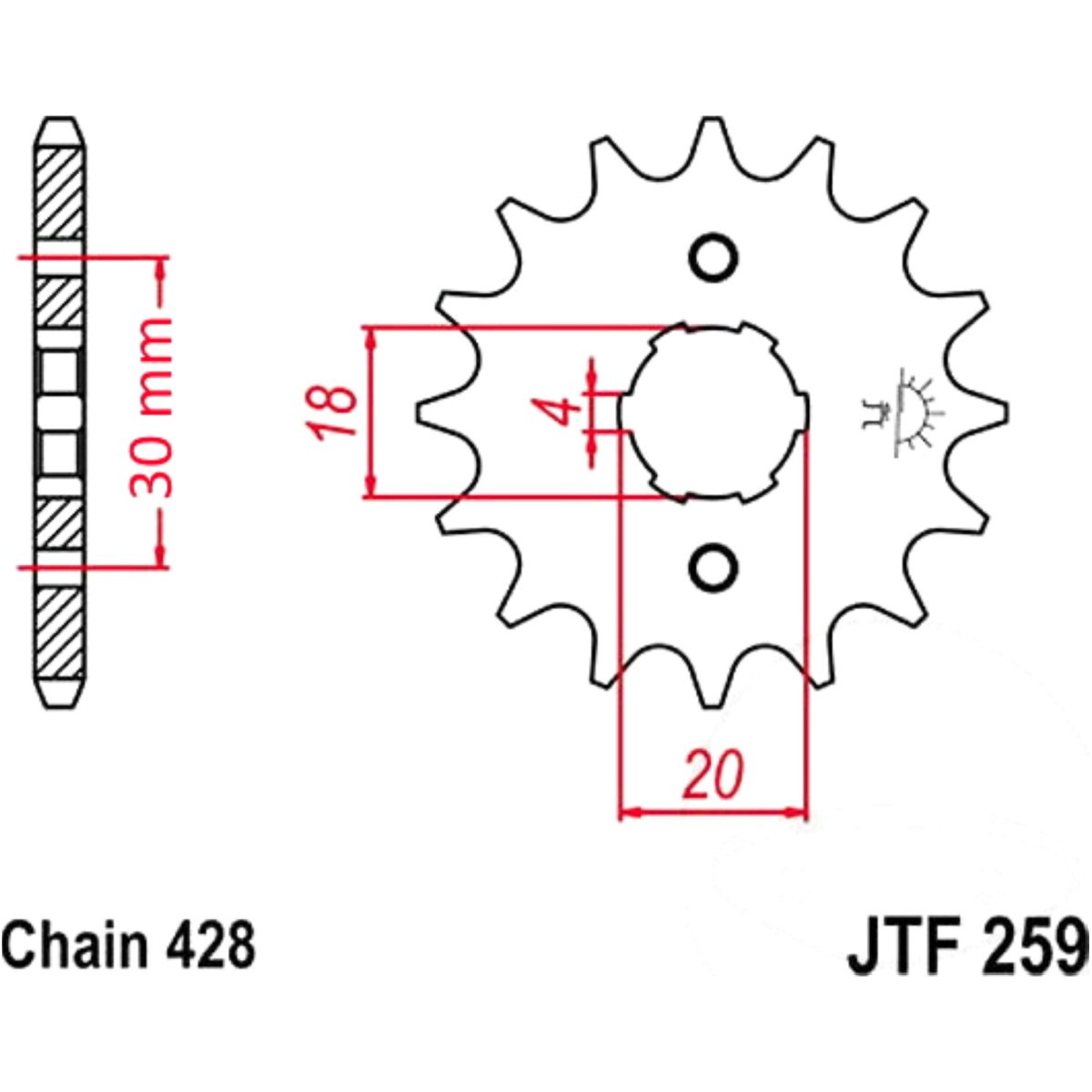 Jt jtf259.13 zahnrad ritzel 13z teilung 428 f25913 von JT
