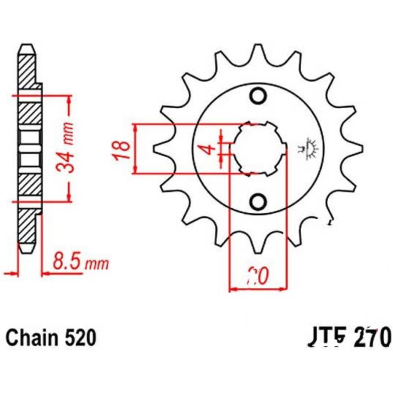 Jt jtf270.13 zahnrad ritzel 13z teilung 520 f27013 von JT