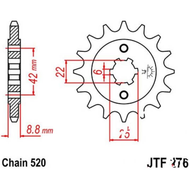 Jt jtf276.15 zahnrad ritzel 15z teilung 520 f27615 von JT
