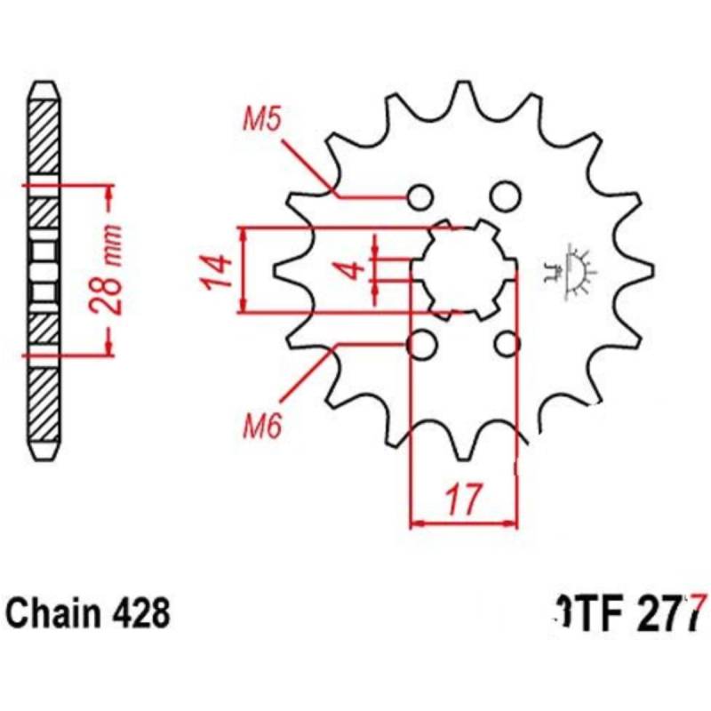 Jt jtf277.13 zahnrad ritzel 13z teilung 428 f27713 von JT