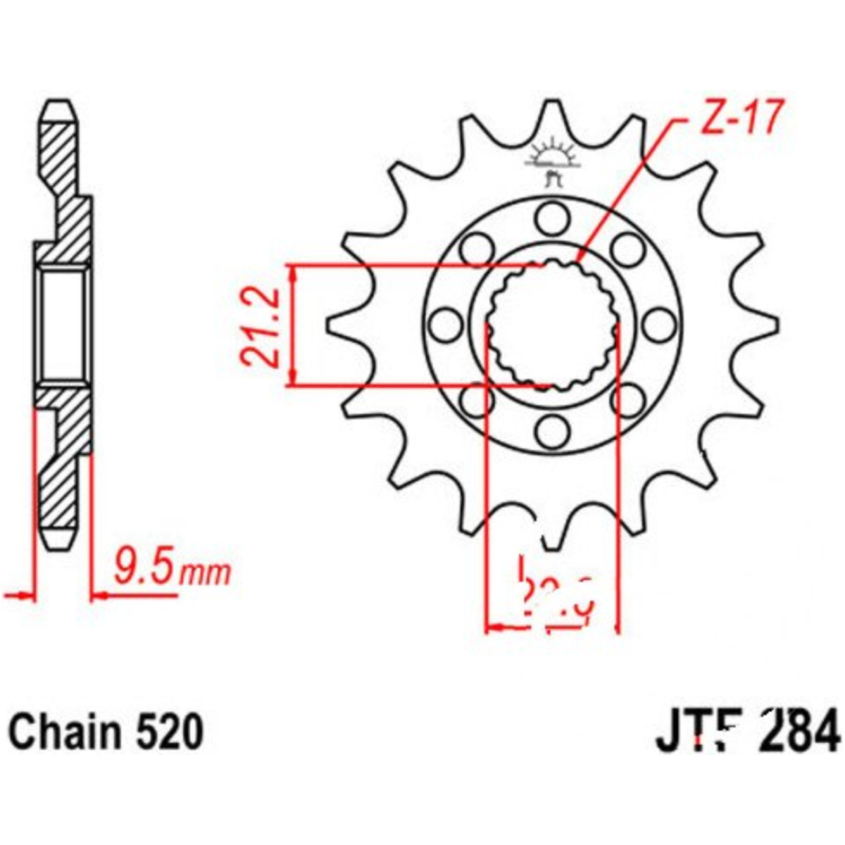 Jt jtf284.12 zahnrad racing-ritzel 12z teilung 520 f28412 von JT