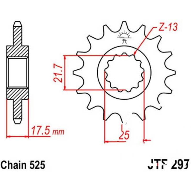 Jt jtf297.14 zahnrad ritzel 14z teilung 525 von JT