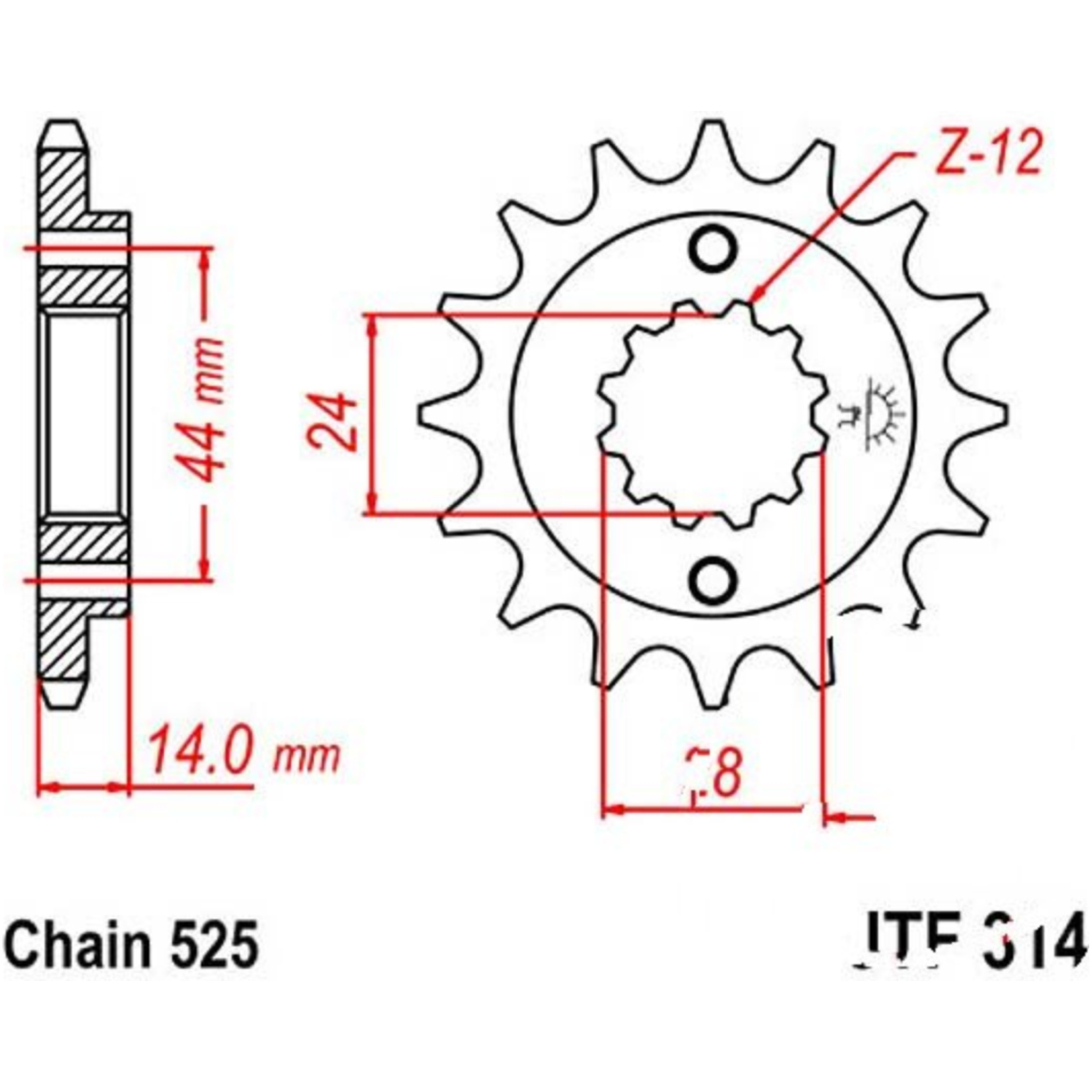 Jt jtf314.16 zahnrad ritzel 16z teilung 525 f31416 von JT