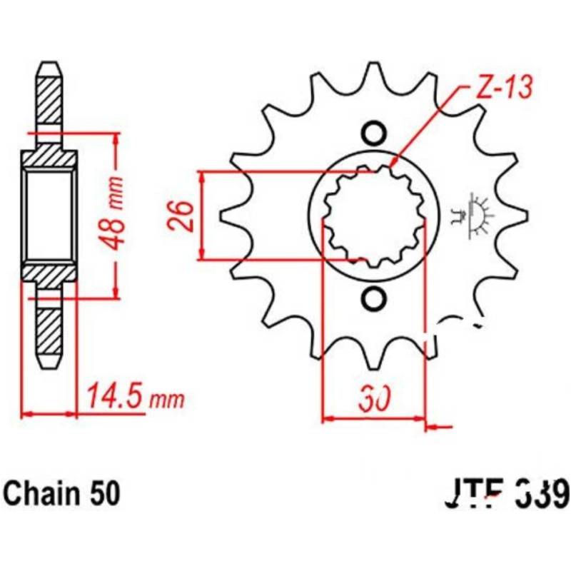 Jt jtf339.16 zahnrad ritzel 16z teilung 530 f33916 von JT