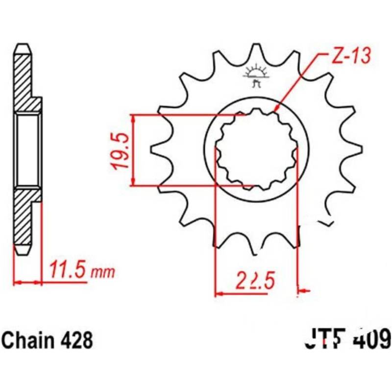 Jt jtf409.14 zahnrad ritzel 14z teilung 428 f40914 von JT