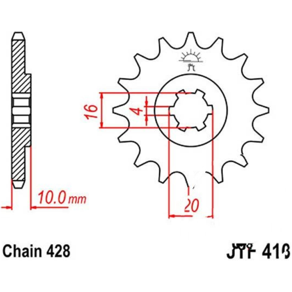 Jt jtf410.15 zahnrad ritzel 15z teilung 428 f41015 von JT