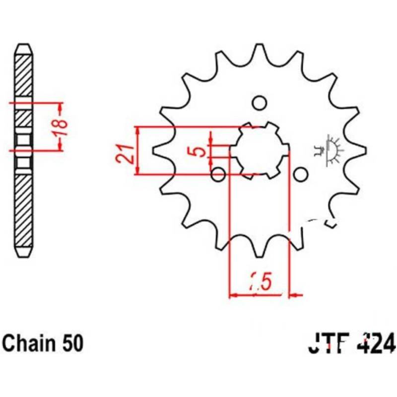 Jt jtf424.14 zahnrad ritzel 14z teilung 530 f42414 von JT