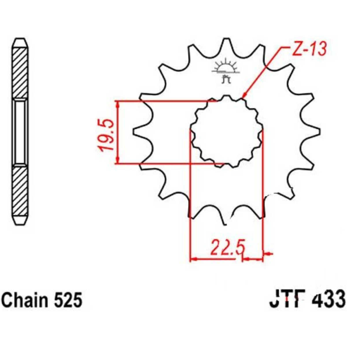 Jt jtf433.14 zahnrad ritzel 14z teilung 525 f43314 von JT