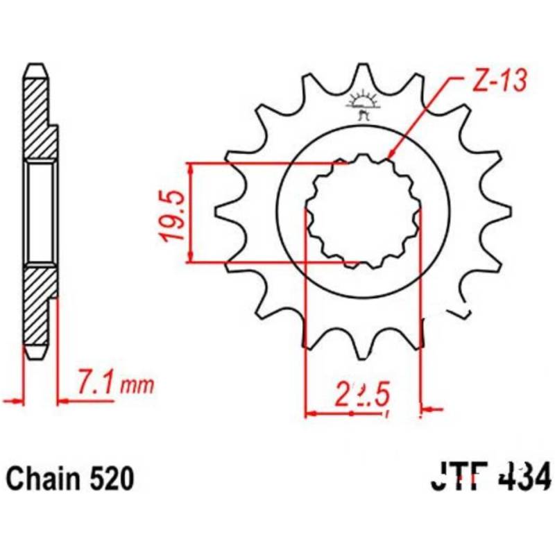 Jt jtf434.14 zahnrad ritzel 14z teilung 520 f43414 von JT