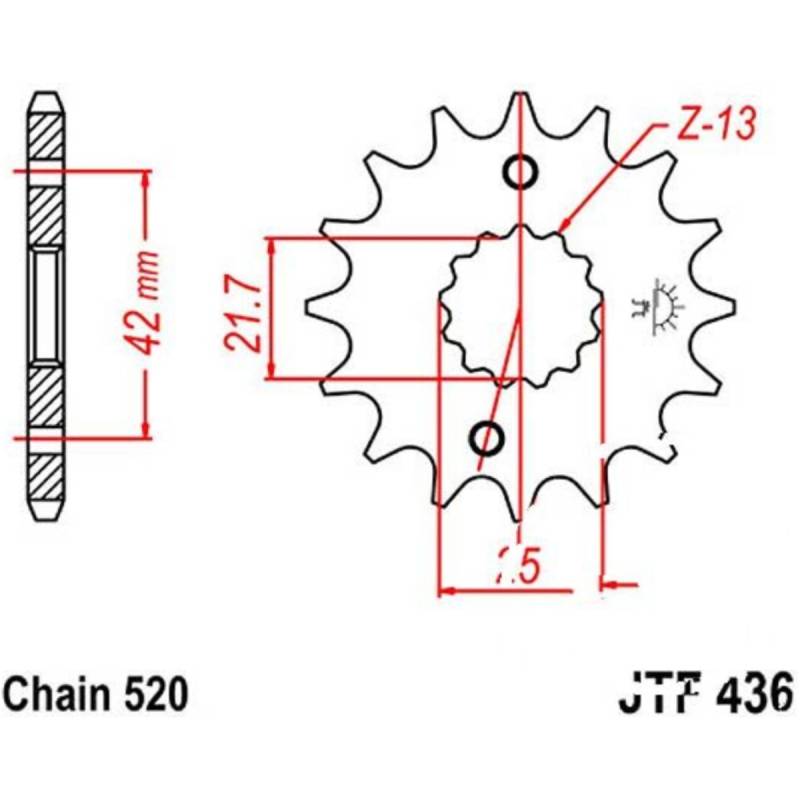 Jt jtf436.13 zahnrad ritzel 13z teilung 520 f43613 von JT