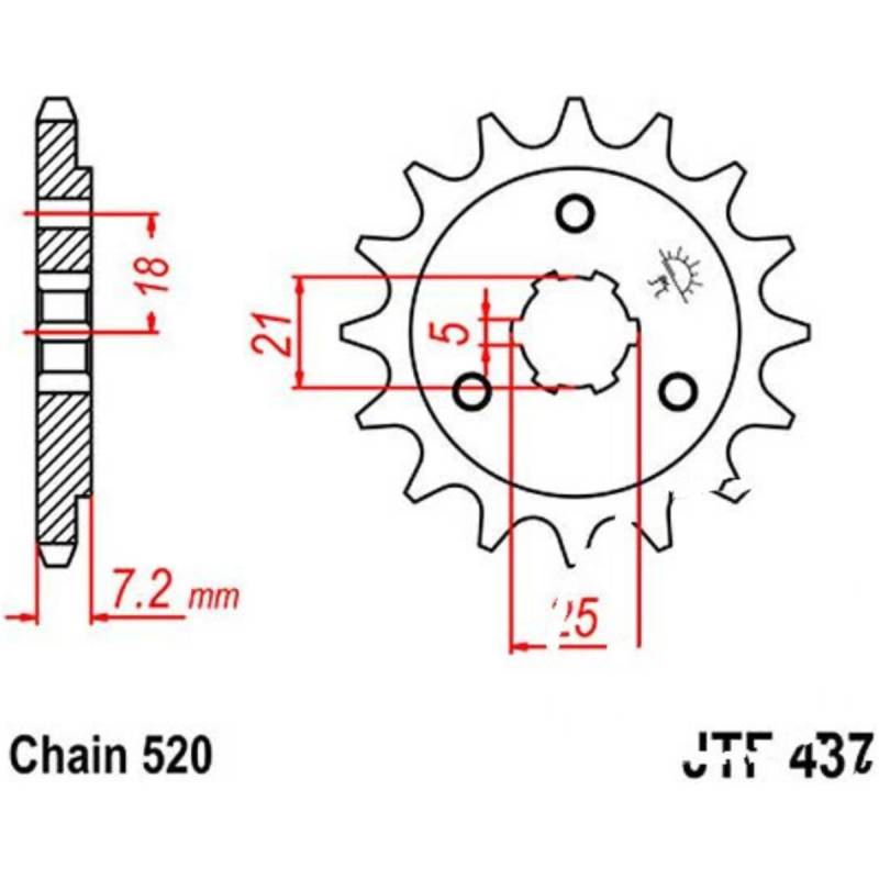 Jt jtf437.16 zahnrad ritzel 16z teilung 520 f43716 von JT