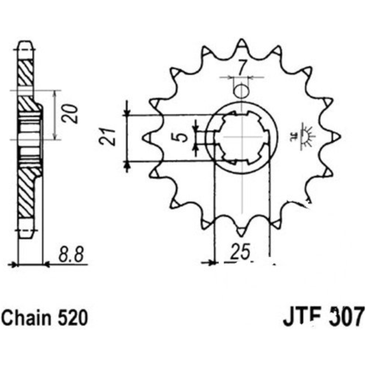 Jt jtf507.14 zahnrad ritzel 14z teilung 520 f50714 von JT