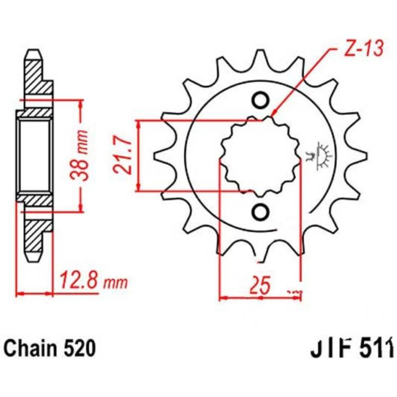 Jt jtf511.15 zahnrad ritzel 15z teilung 520 f51115 von JT